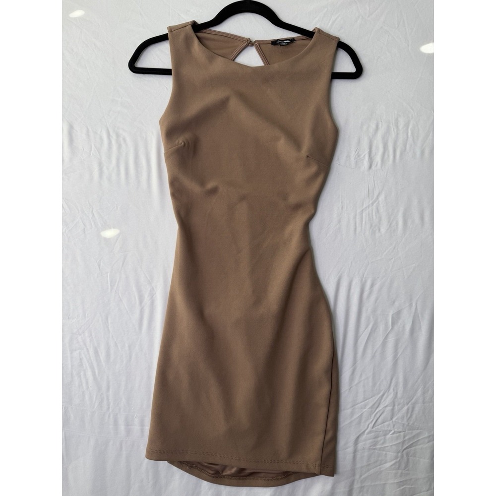 Fashion Nova Taupe Open Back Bodycon Mini Dress Women's XS